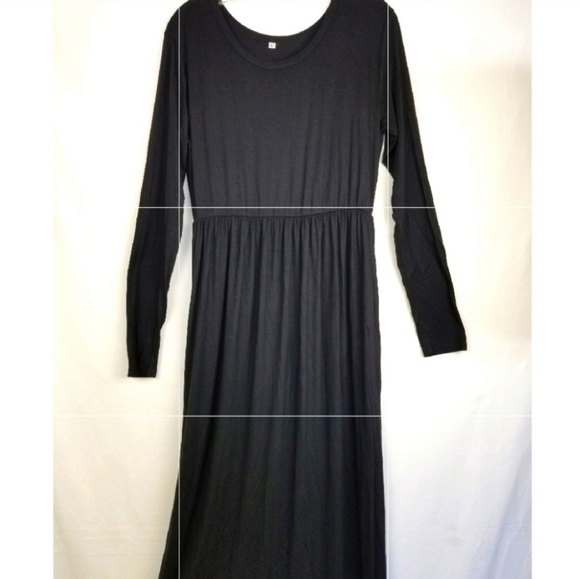 NEW Black Scoop Back Maxi Lounge Dress Sz L - Picture 2 of 10